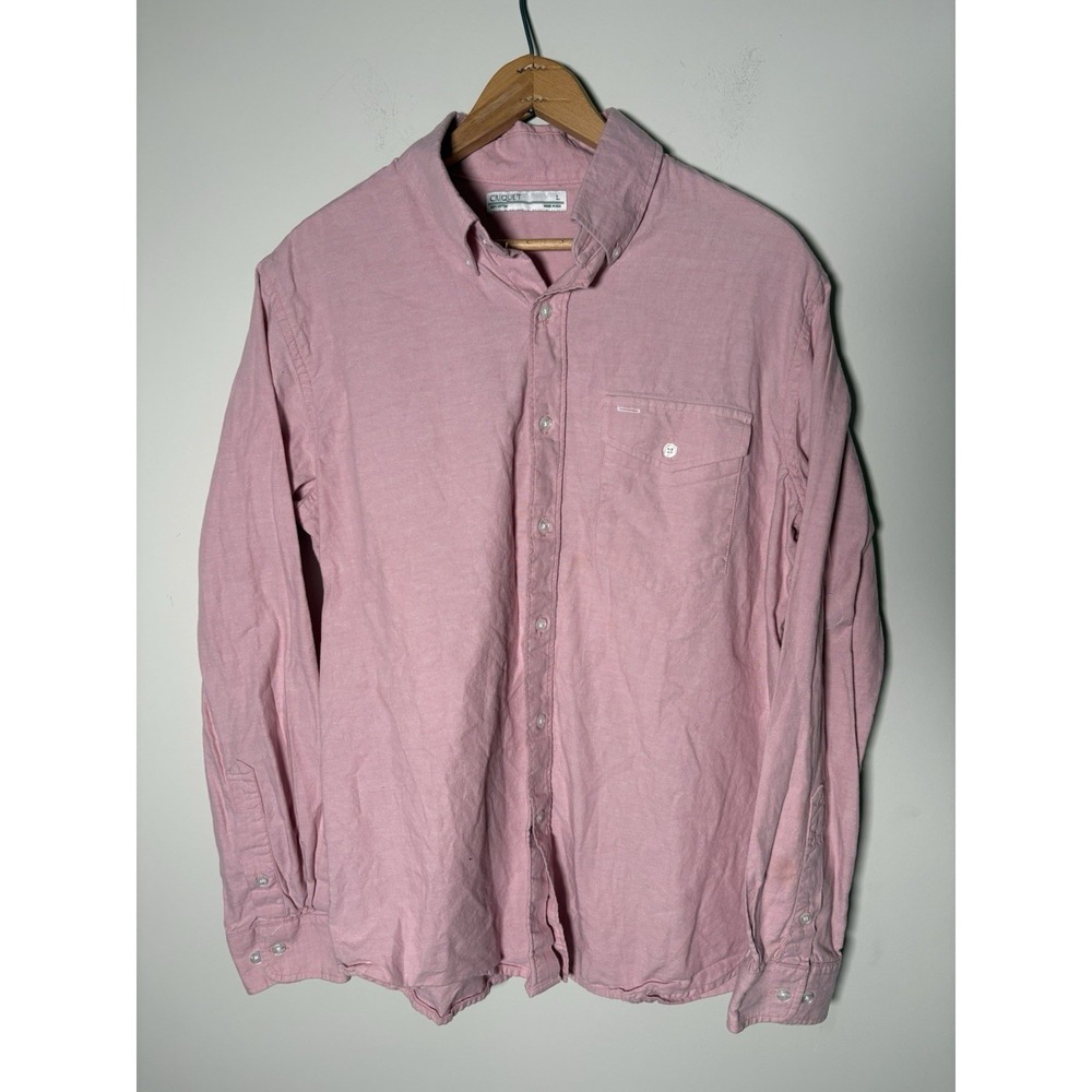 Criquet Men's Large Pink Long Sleeve Button Down Shirt Size L Cotton